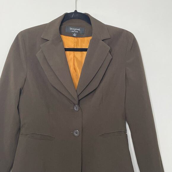 SIGNAUTRE Larry Levine Blazer Jacket Long Sleeve Academia Office Siren Brown 4 - Picture 2 of 11